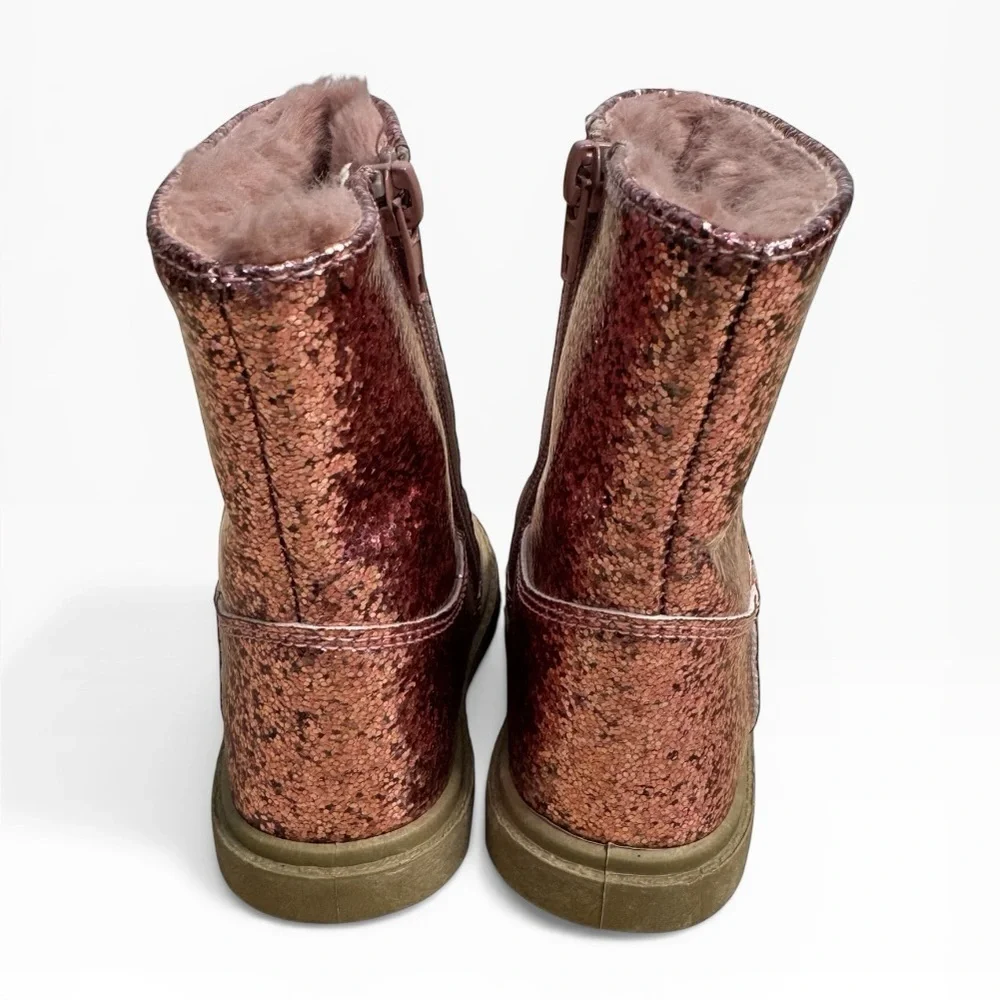 Rachel Shoes Pink Glitter Faux Fur Boots Toddler Size US 7 Water Resistant Upper